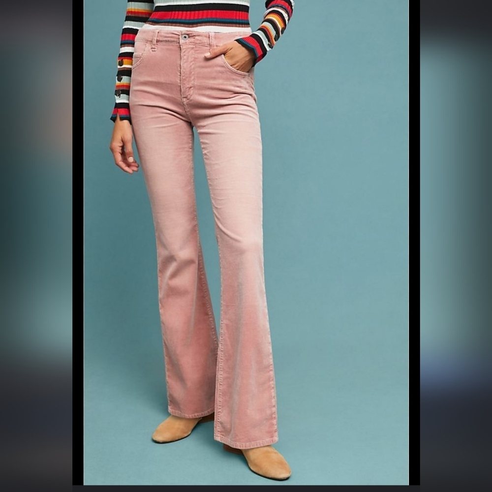 Anthropologie Pink Corduroy Boot-Cut Pants